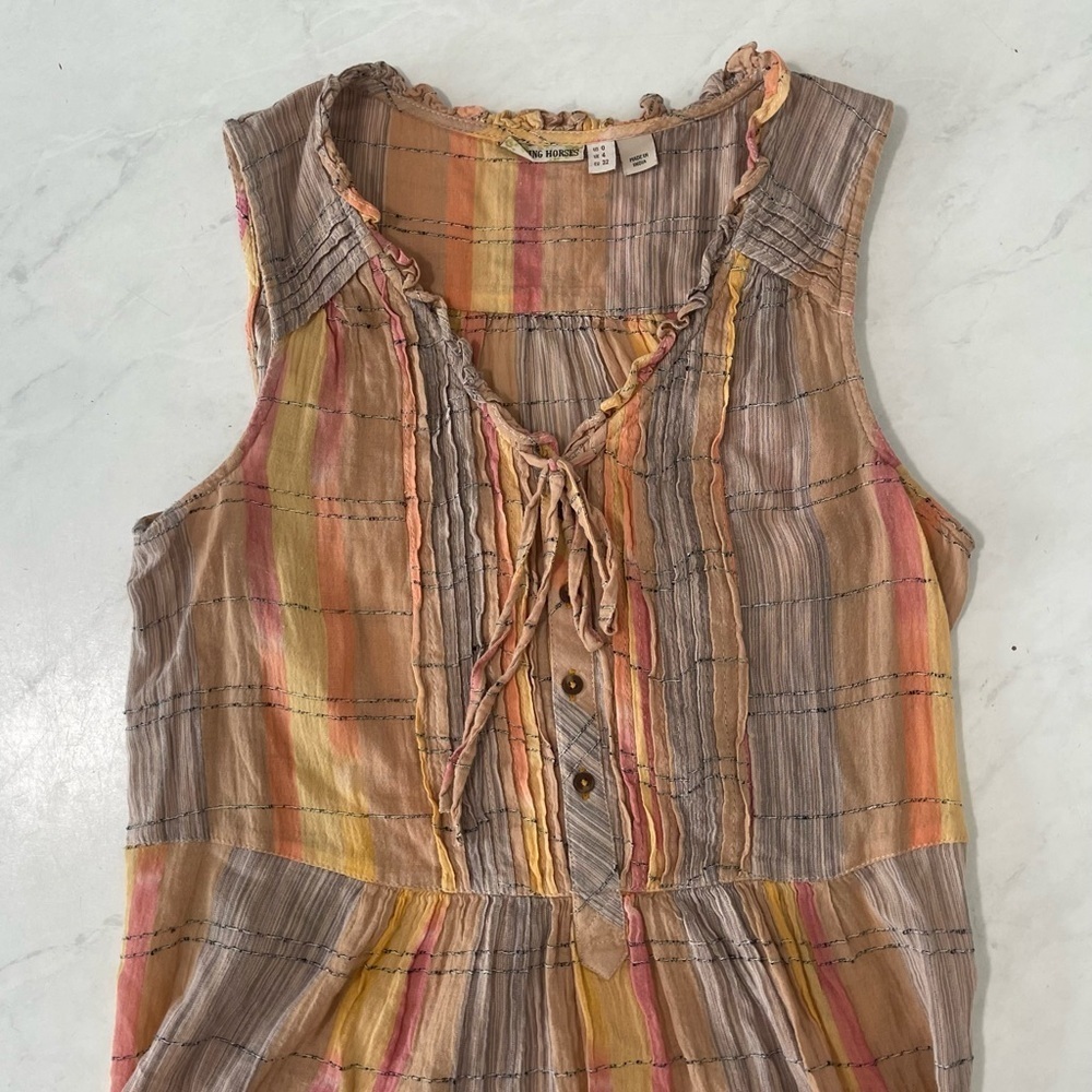 Anthropologie Holding Horses Orange Pink Plaid Faye Tank Top Size 0 - Picture 4 of 7